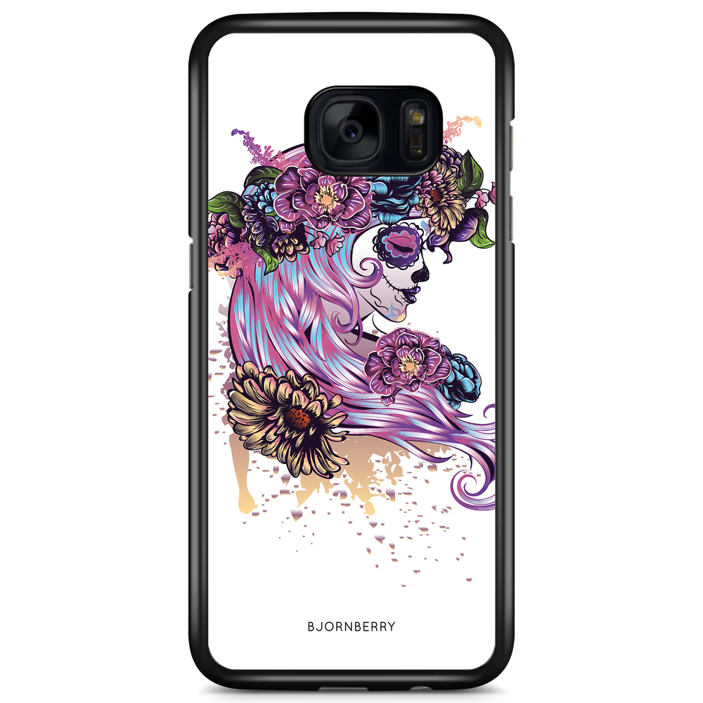 Samsung Galaxy S7 Edge Case - Skull Girl Flowers