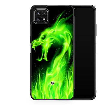 Samsung Galaxy A22 5G Skal - Grön Flames Dragon