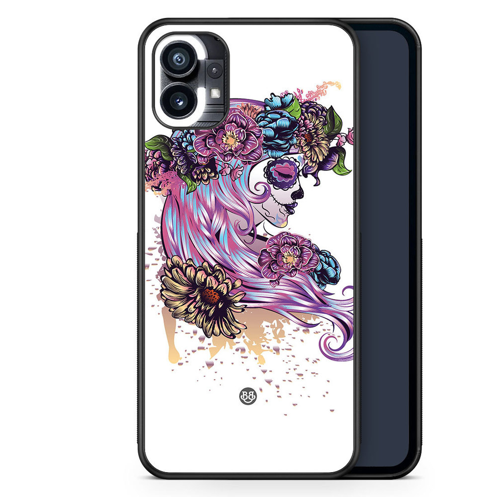 Nothing Phone (1) Case - Skull Girl Flowers