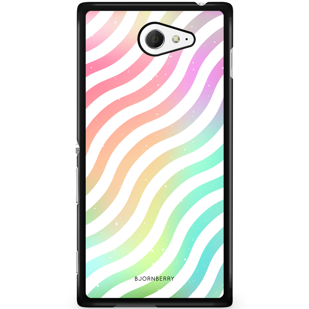 Sony Xperia M2 Aqua Case - Wavy Rainbow