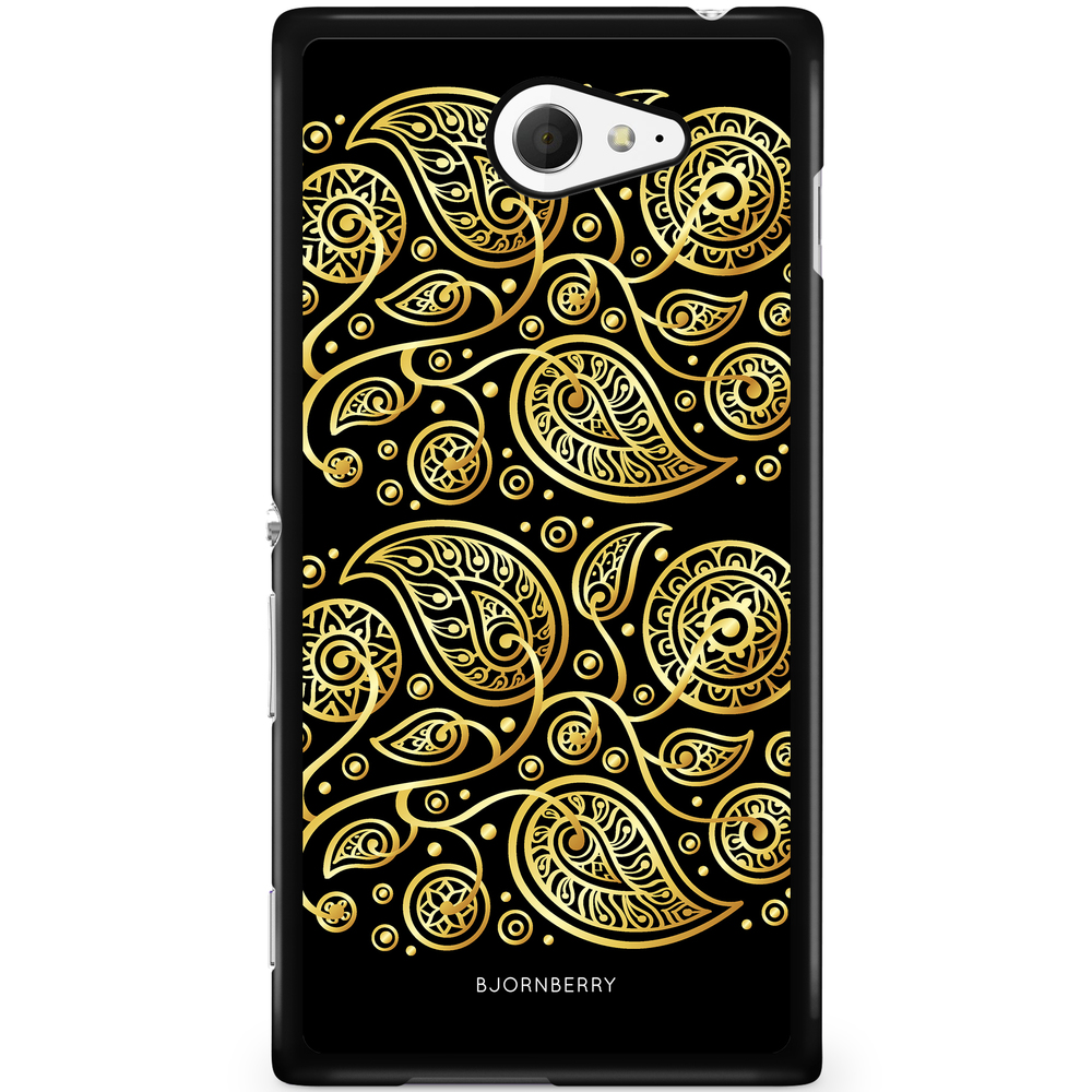 Sony Xperia M2 Aqua Case - Gold Flowers