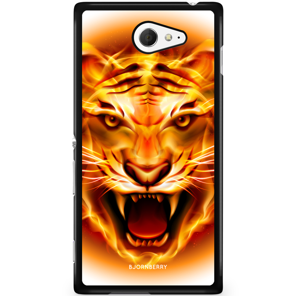 Sony Xperia M2 Aqua Case - Flames Tiger