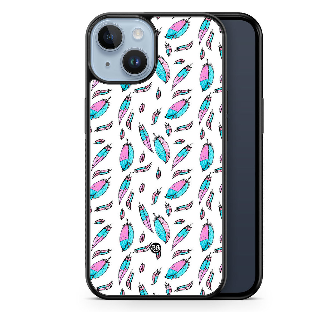 iPhone 14 Plus Case - Pink/Blue Feathers