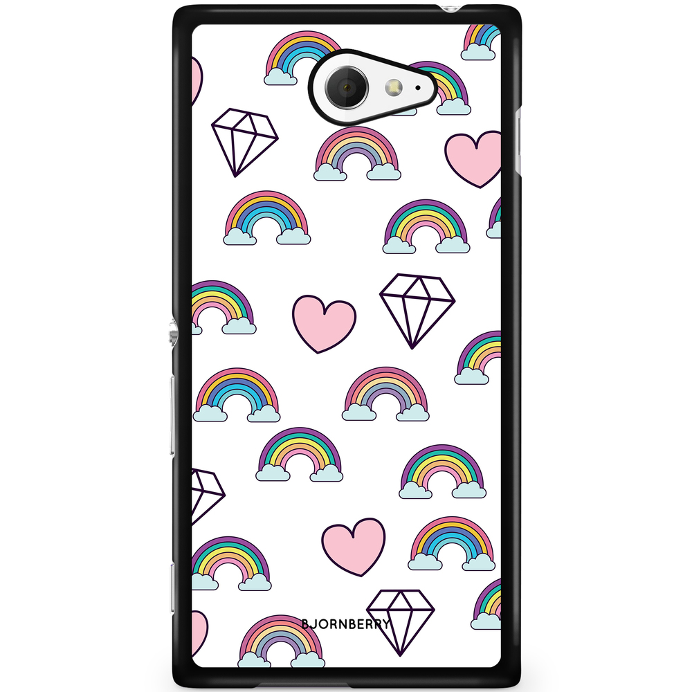 Sony Xperia M2 Aqua Case - Rainbows & Diamonds
