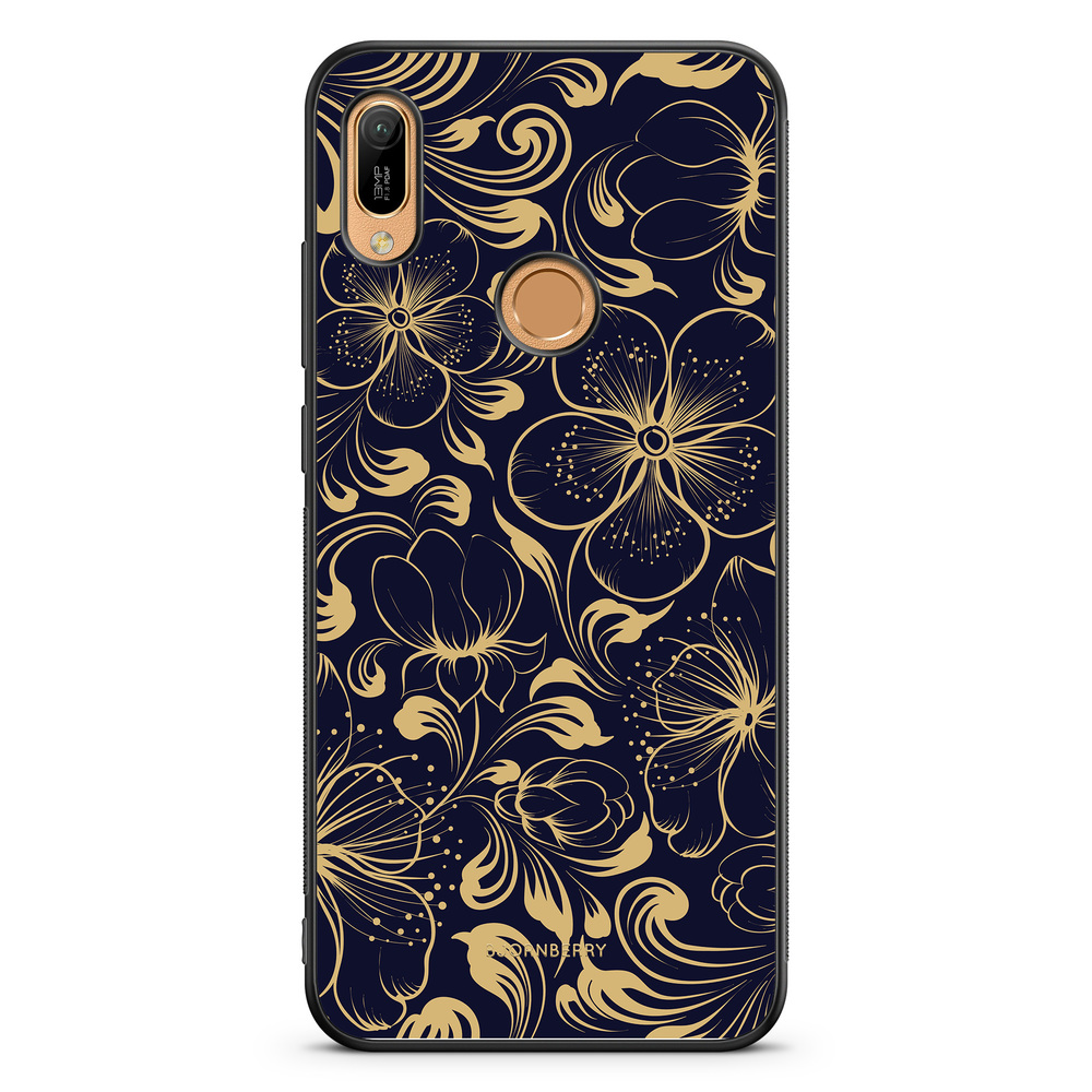 Huawei Y6 2019 Case - Dark Blue Flowers