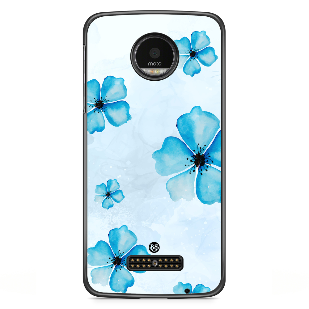 Moto Z2 Play Case - WILD BLOOM - Blue Bloom