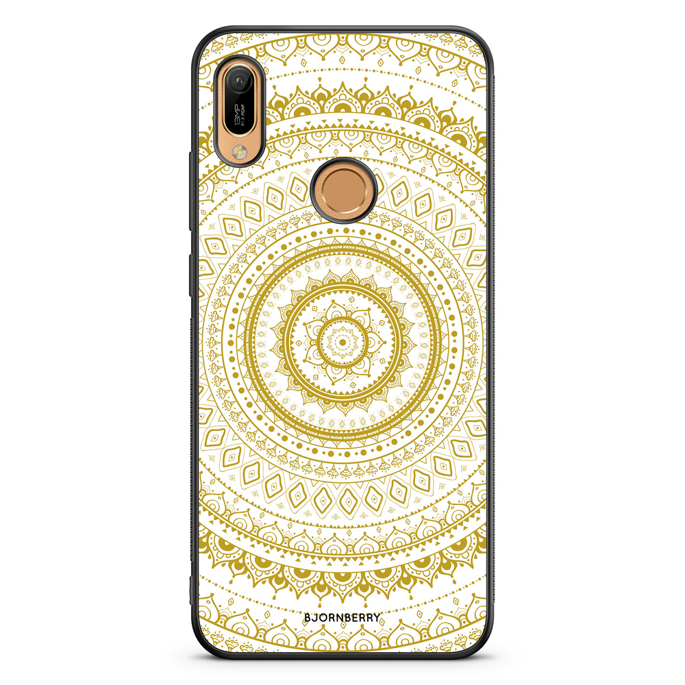 Huawei Y6 2019 Case - White Gold Mandala