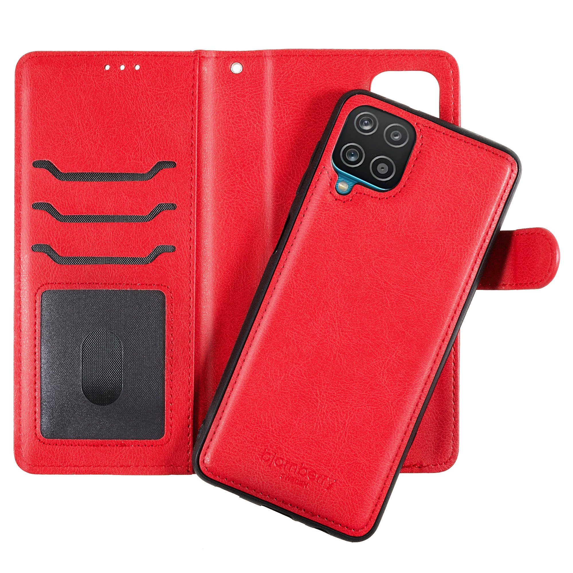 Samsung Galaxy A12 Magnet Wallet Case MONOGRAM - Red - 3
