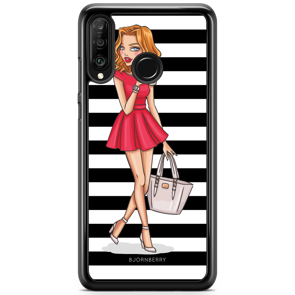 Huawei P30 Lite Skal - Modeskiss Dam Röd