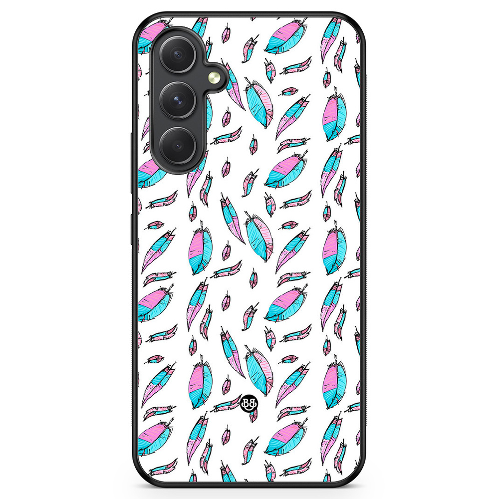 Samsung Galaxy A54 5G Case - Pink/Blue Feathers