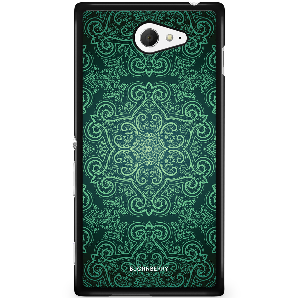 Sony Xperia M2 Aqua Case - Green Retro Pattern