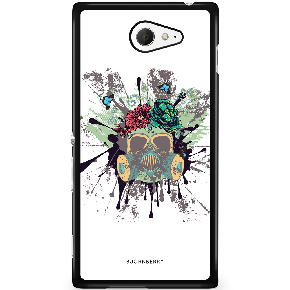 Sony Xperia M2 Aqua Case - Gas Mask Flowers