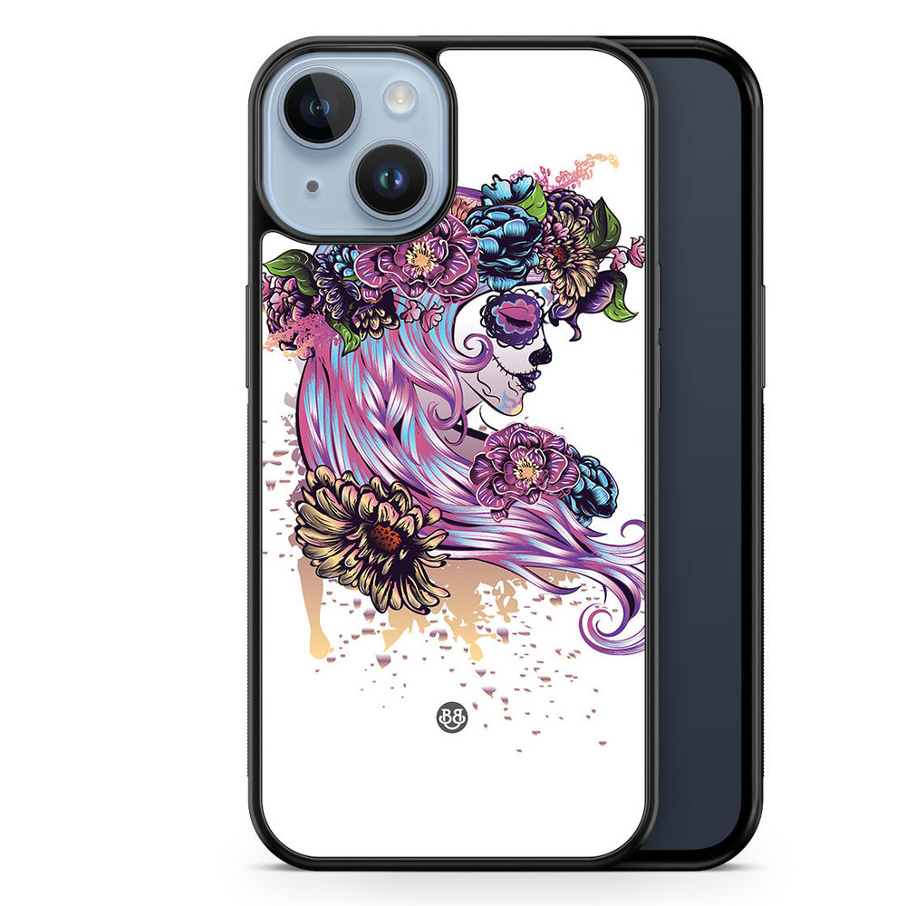 iPhone 14 Plus Case - Skull Girl Flowers