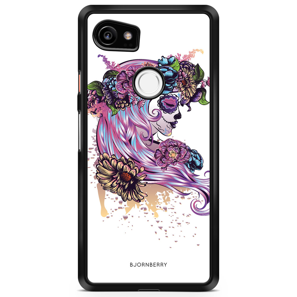 Google Pixel 2 XL Case - Skull Girl Flowers