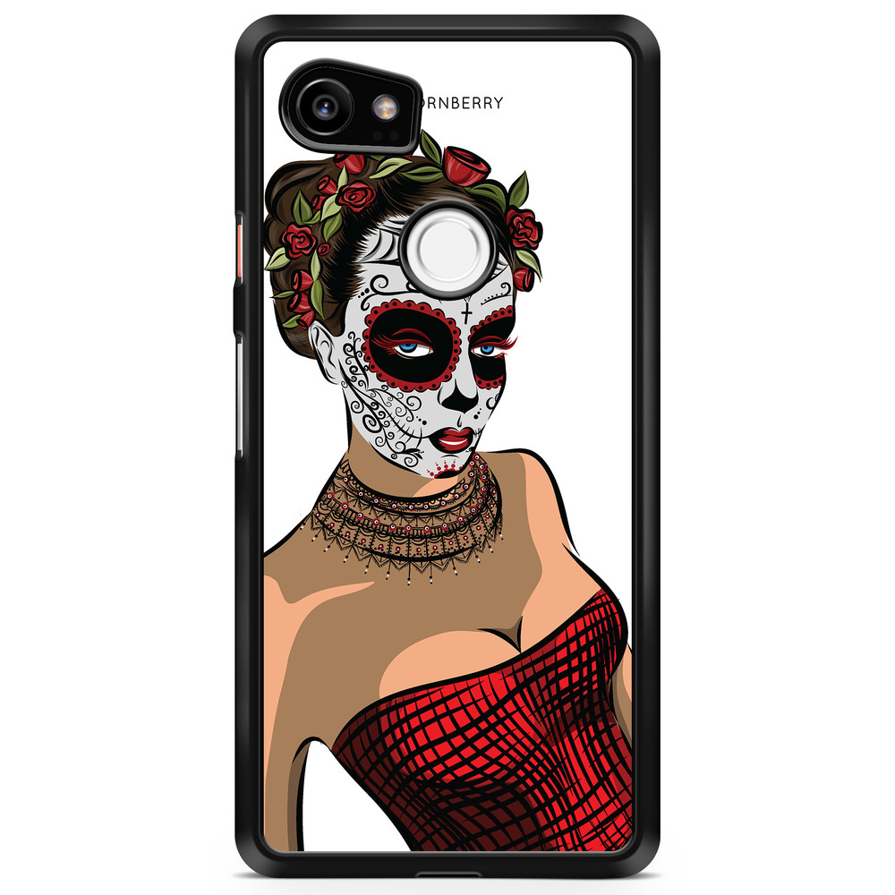 Google Pixel 2 XL Case - Skull Mask Flowers