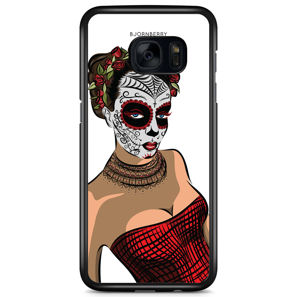 Samsung Galaxy S7 Edge Case - Skull Mask Flowers