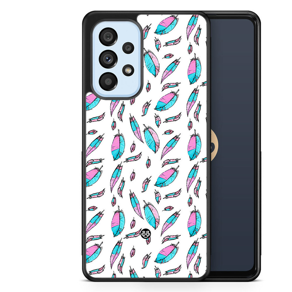 Samsung Galaxy A53 5G Case - Pink/Blue Feathers