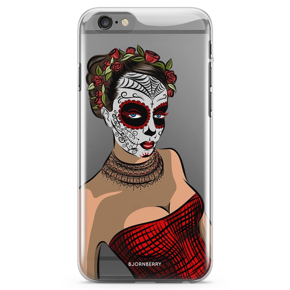 iPhone 6/6s TPU Case - Skull Mask Flowers