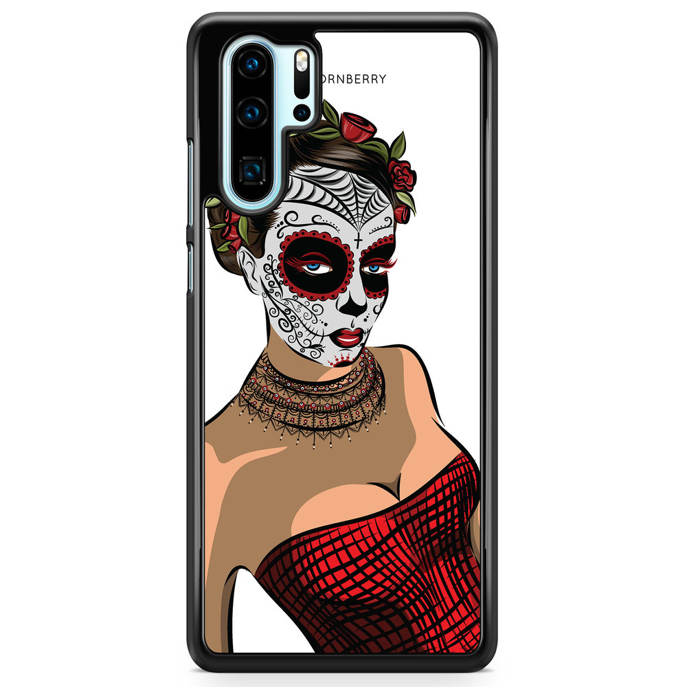 Huawei P30 Pro Case - Skull Mask Flowers