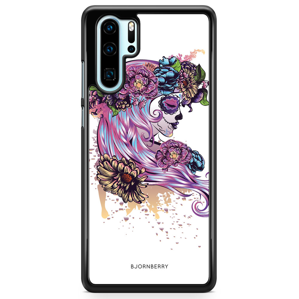Huawei P30 Pro Case - Skull Girl Flowers