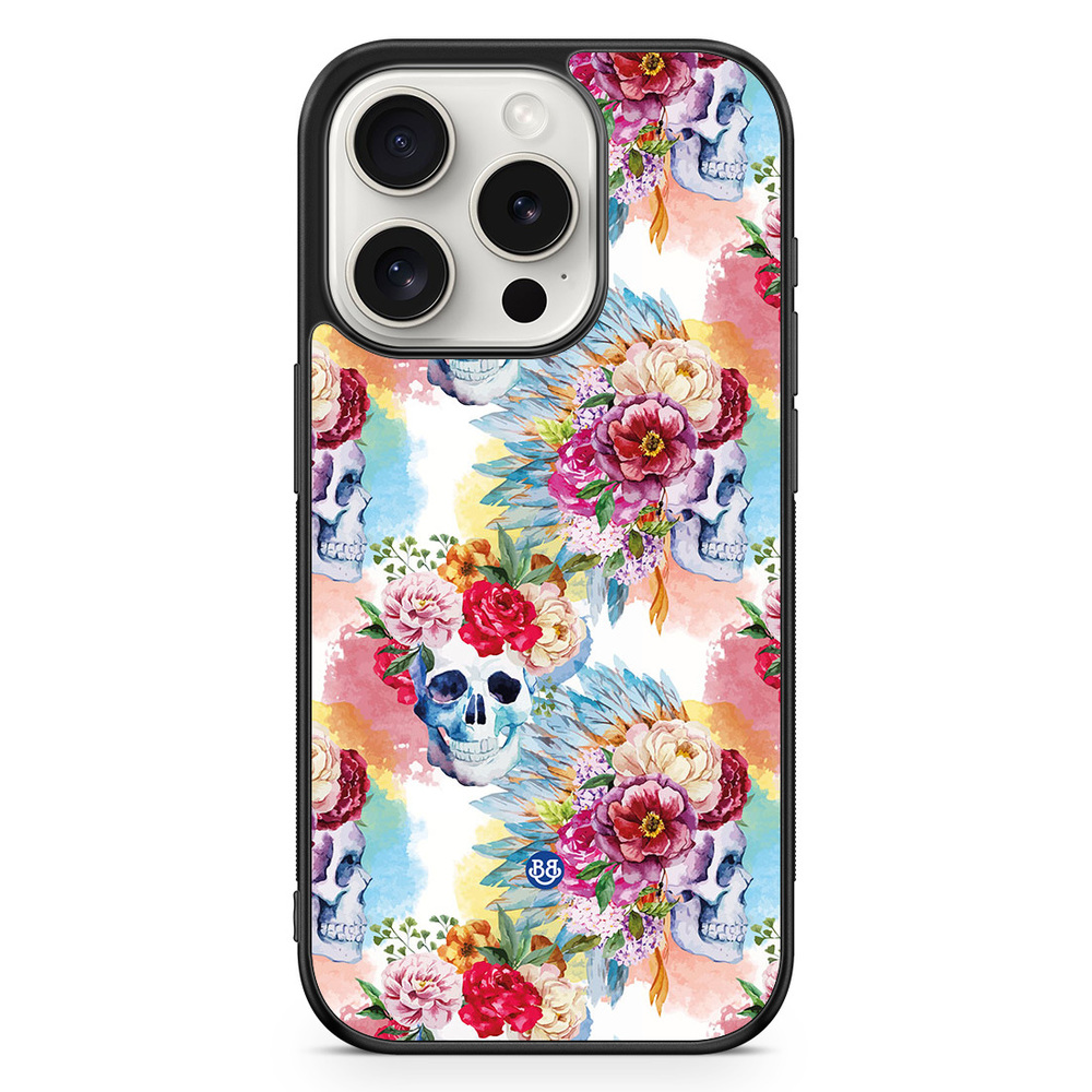 iPhone 15 Pro Case - Skulls And Flowers