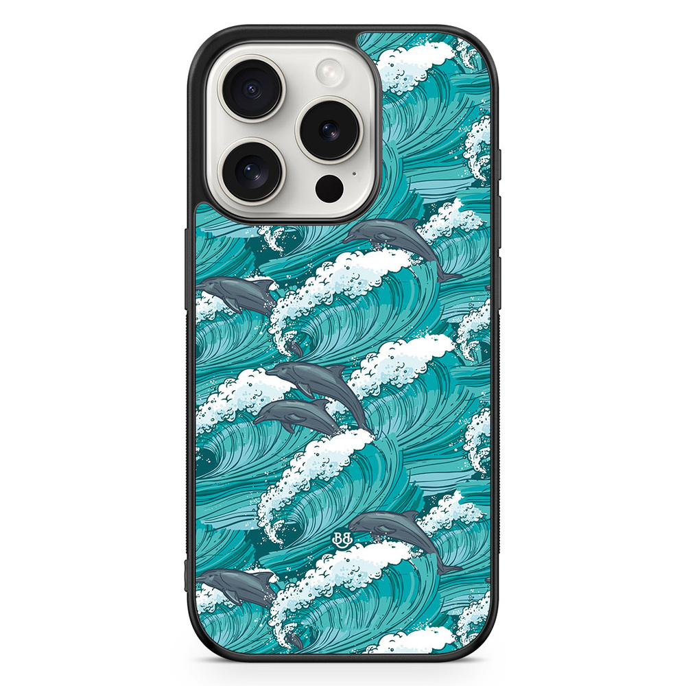 iPhone 15 Pro Case - Waves and Dolphins