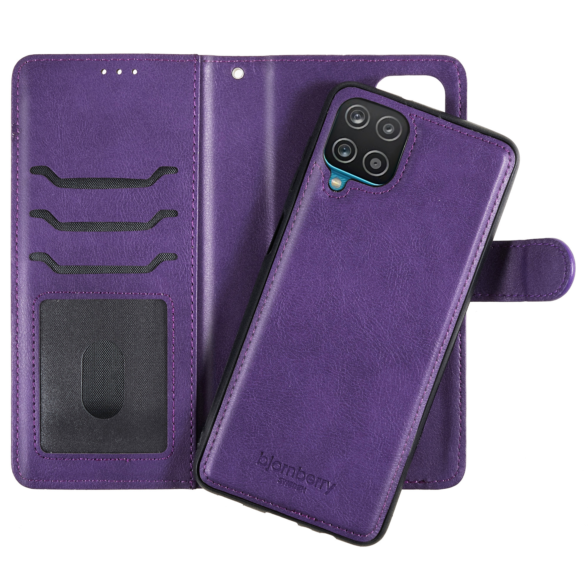 Samsung Galaxy A12 Magnet Wallet Case MONOGRAM - Purple - 3