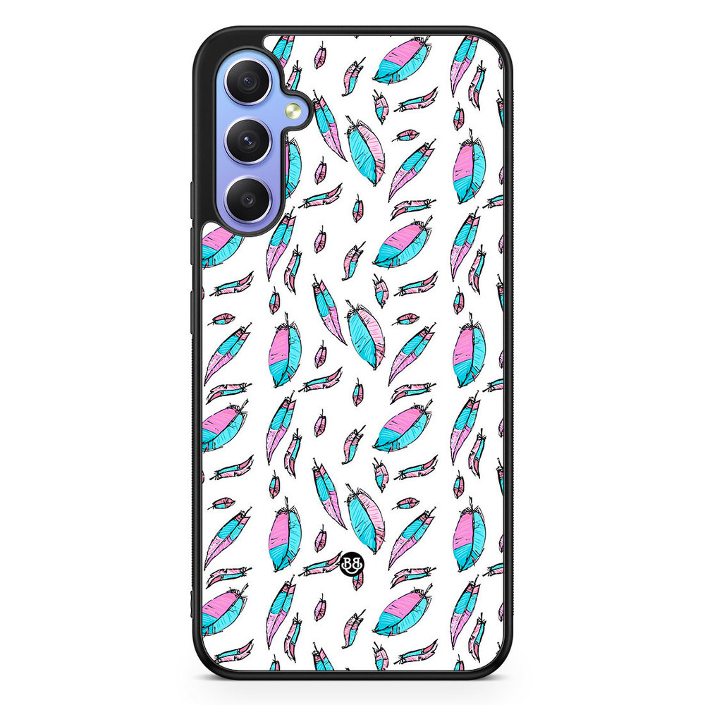 Samsung Galaxy A34 5G Case - Pink/Blue Feathers