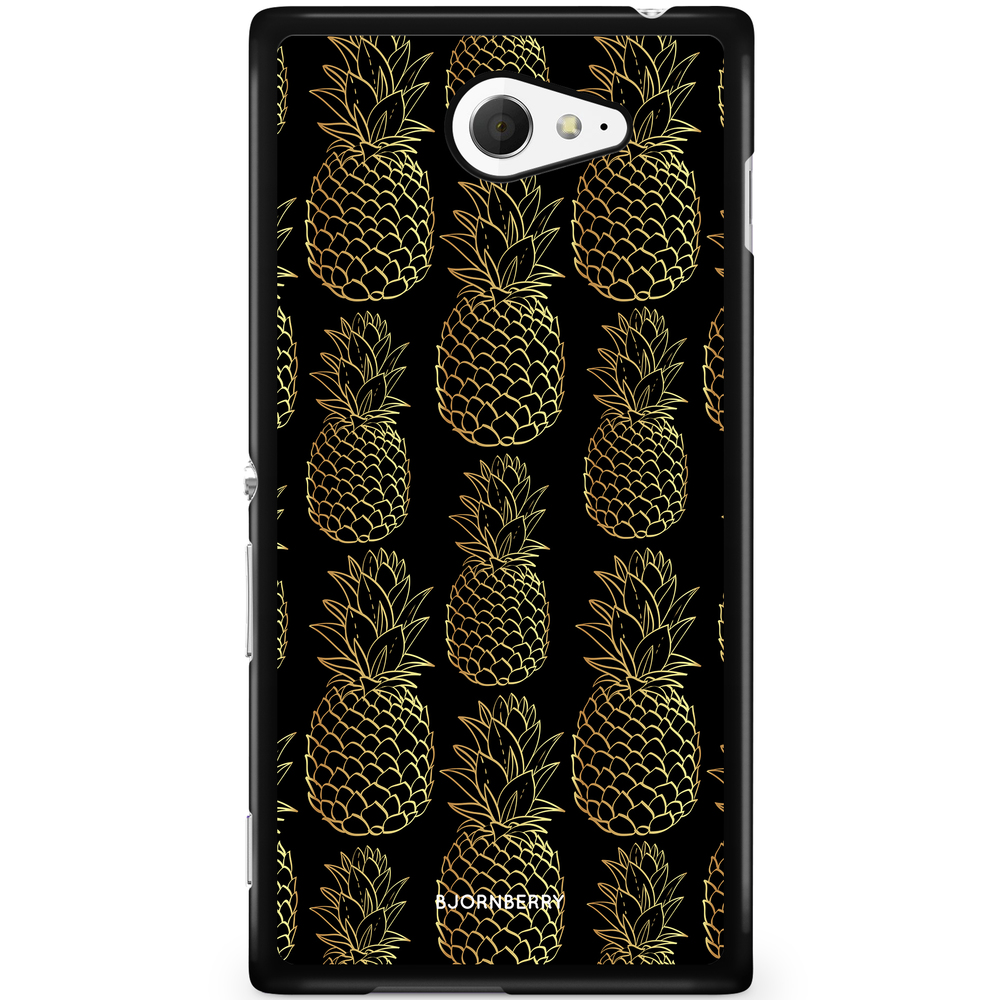 Sony Xperia M2 Aqua Case - Gold Pineapples