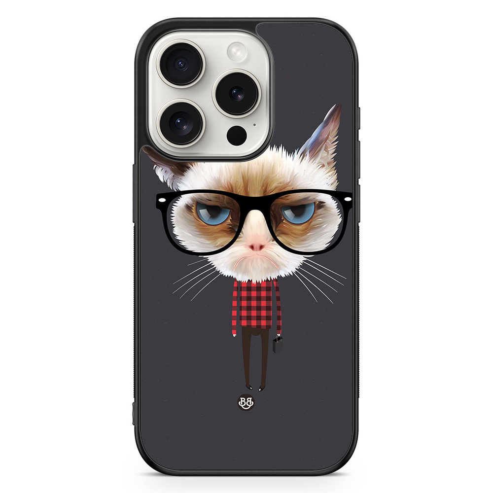 iPhone 15 Pro Case - Hipster Cat