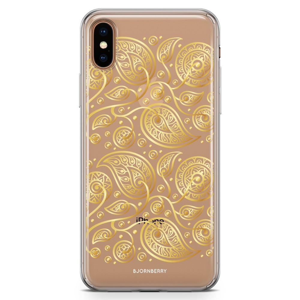 iPhone Xs Max Fashion Skal - Guld Blommor