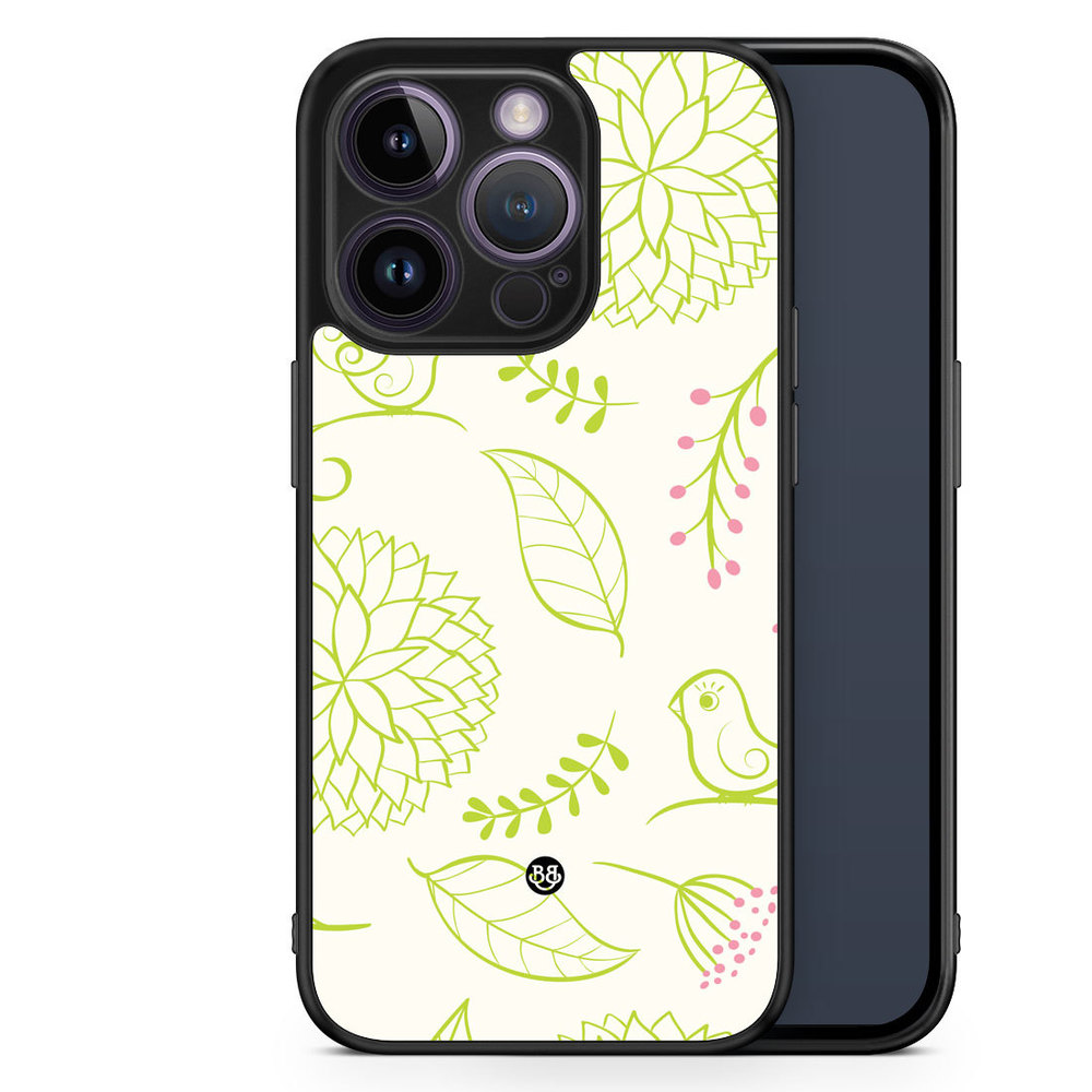 iPhone 14 Pro Case - Blomster Grön