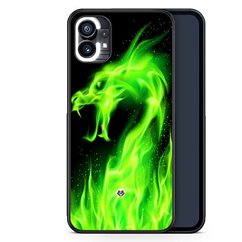 Nothing Phone (1) Case - Green Flames Dragon