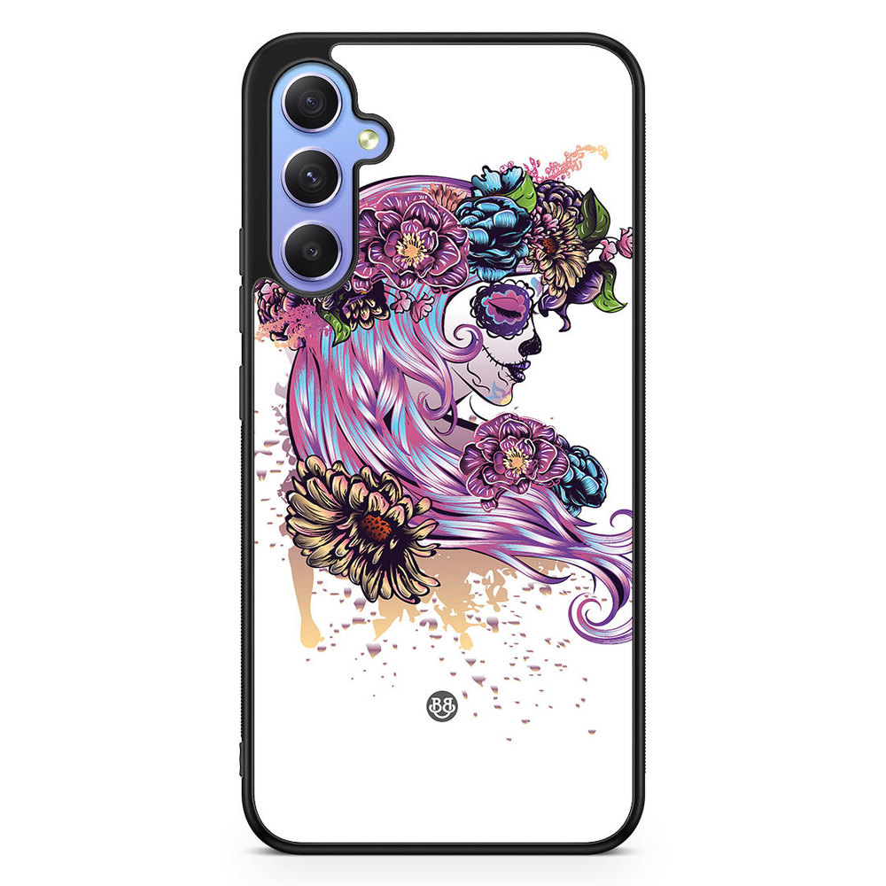 Samsung Galaxy A34 5G Case - Skull Girl Flowers