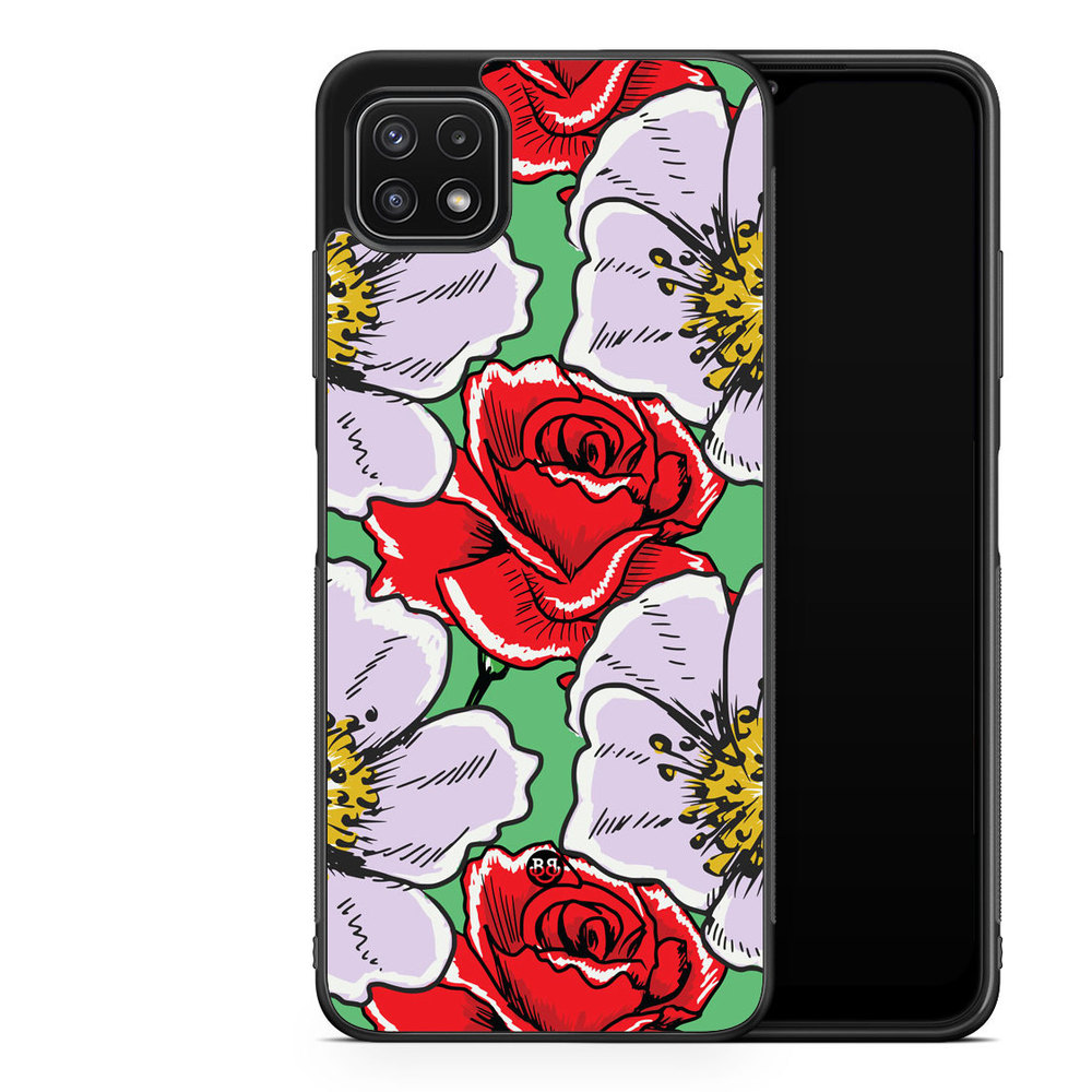 Samsung Galaxy A22 5G Case - Red & White Floral