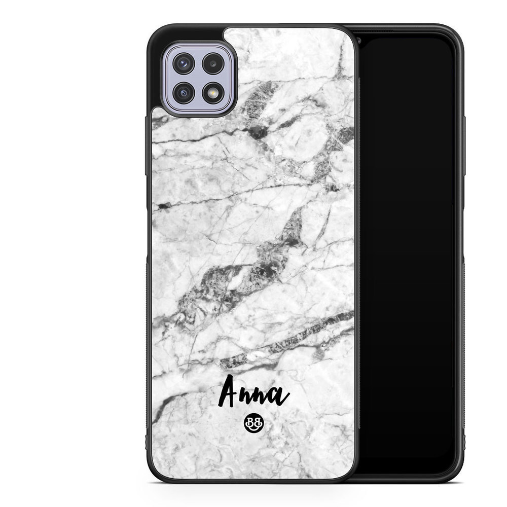 Samsung Galaxy A22 4G Custom Case - White Marble Name