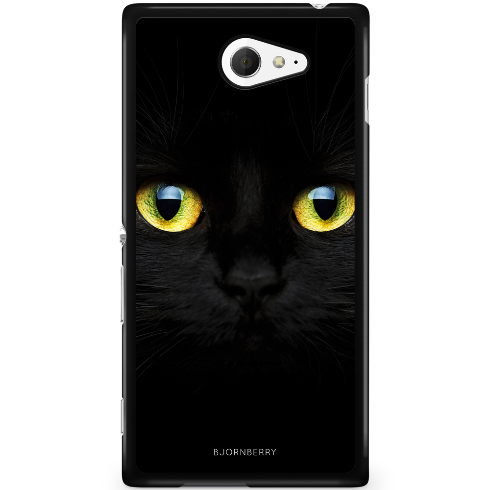 Sony Xperia M2 Aqua Case - Black Cat Close Up
