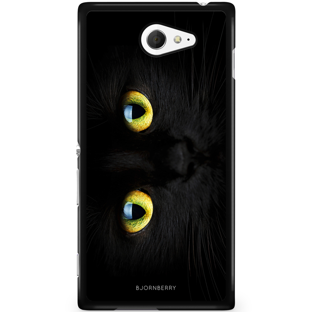 Sony Xperia M2 Aqua Case - Black Cat Close Up