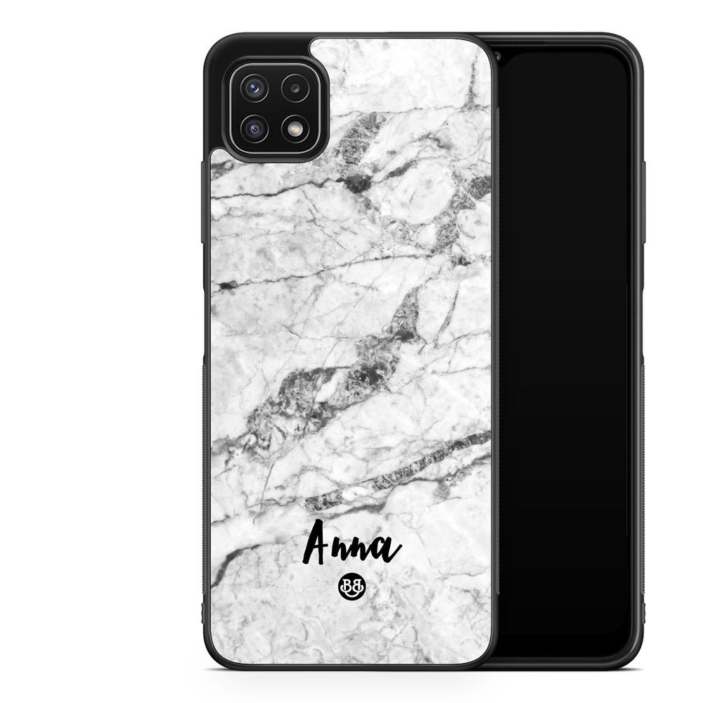 Samsung Galaxy A22 5G Custom Case - White Marble Name