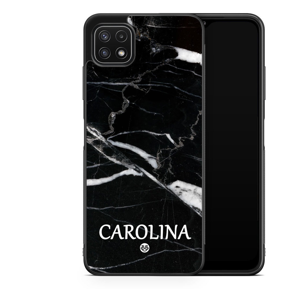 Samsung Galaxy A22 5G Custom Case - Black Marble Name