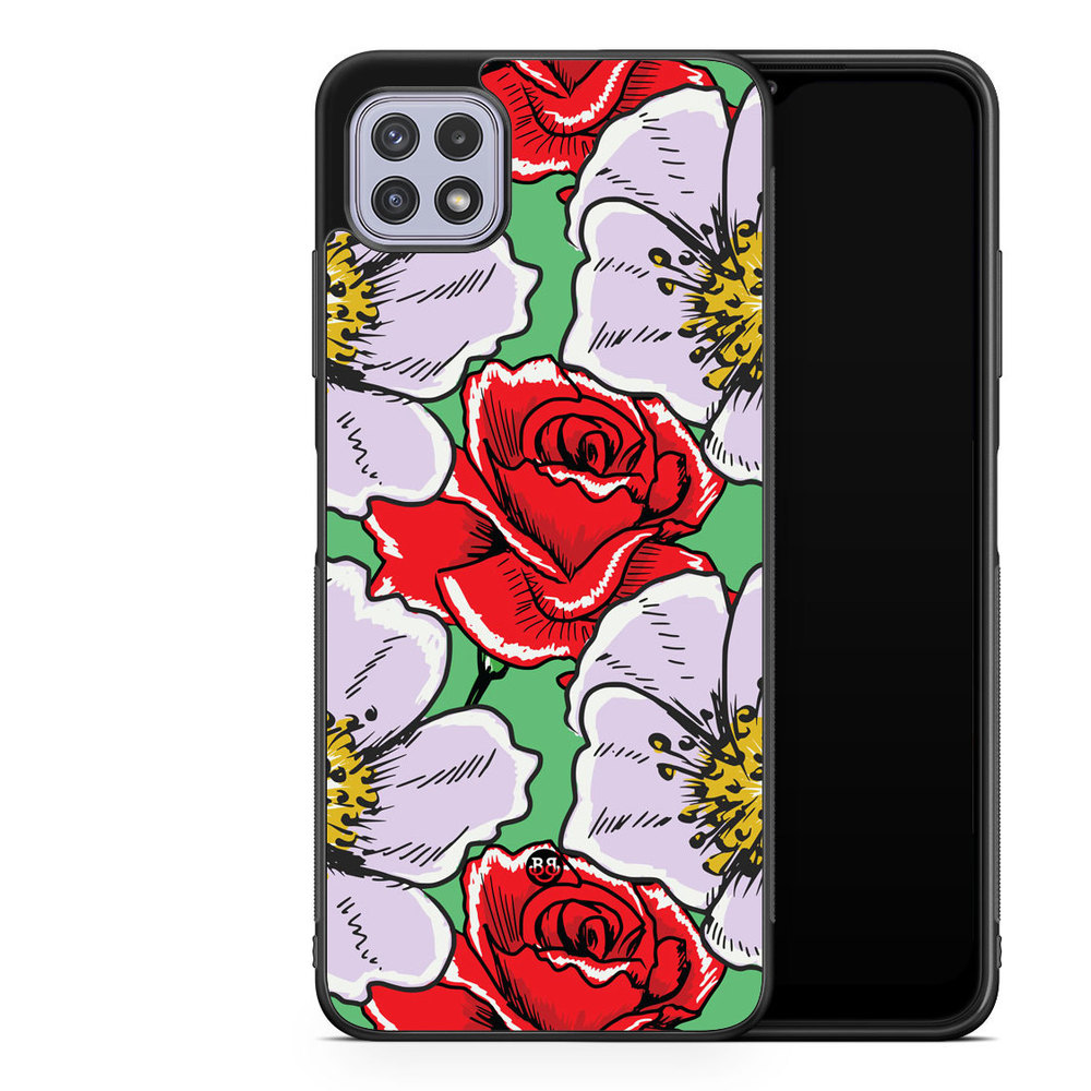 Samsung Galaxy A22 4G Case - Red & White Floral