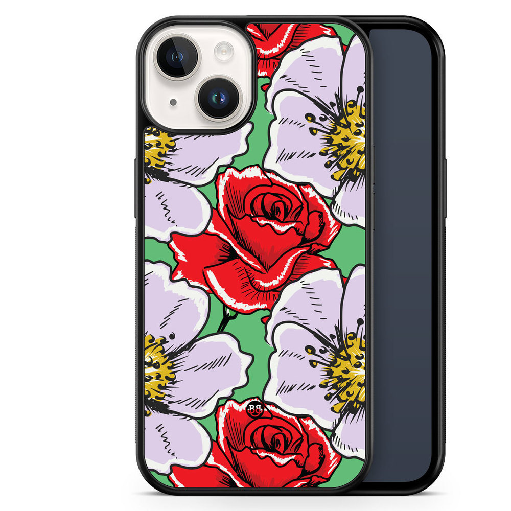 iPhone 14 Case - Red & White Floral