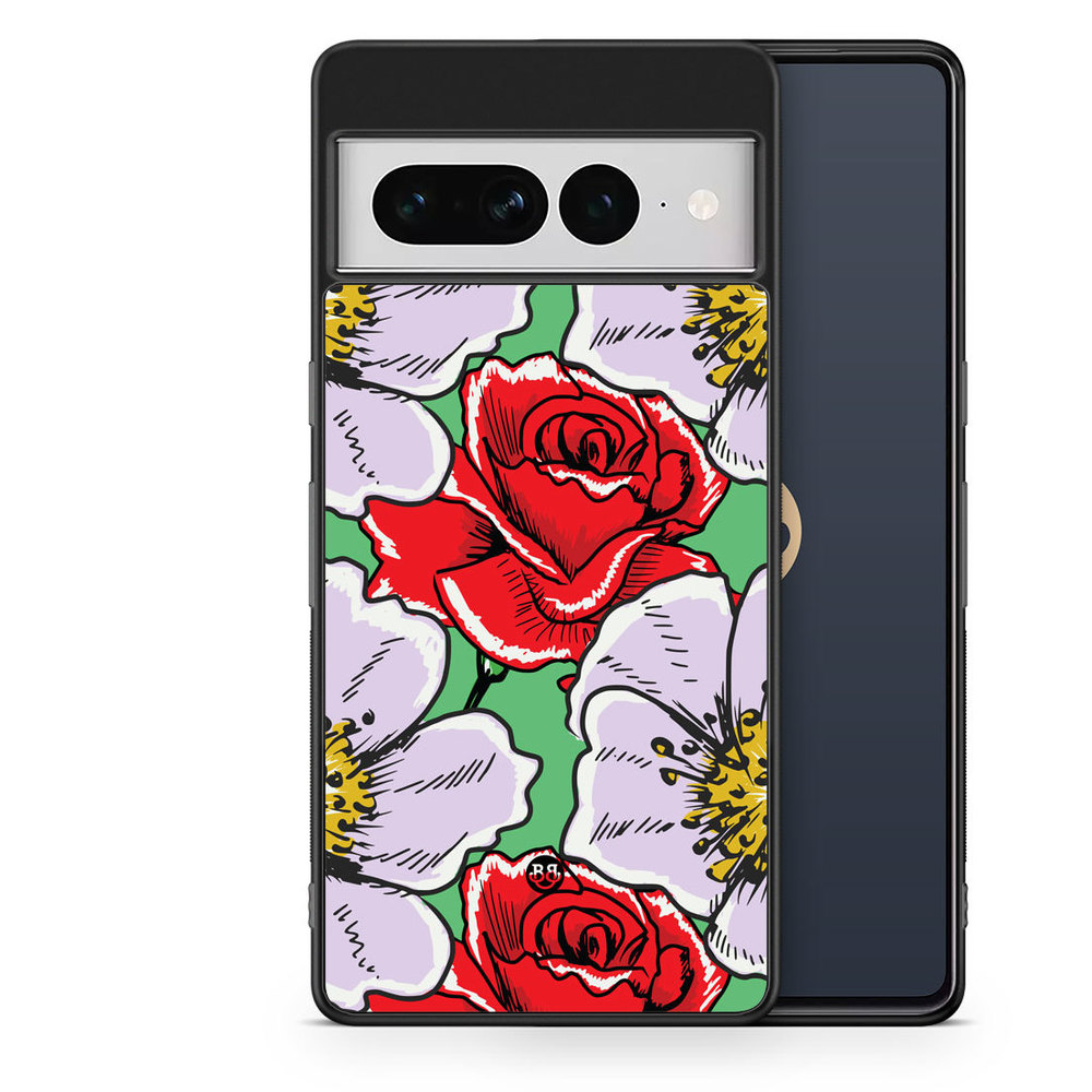 Google Pixel 7 Pro Case - Red & White Floral