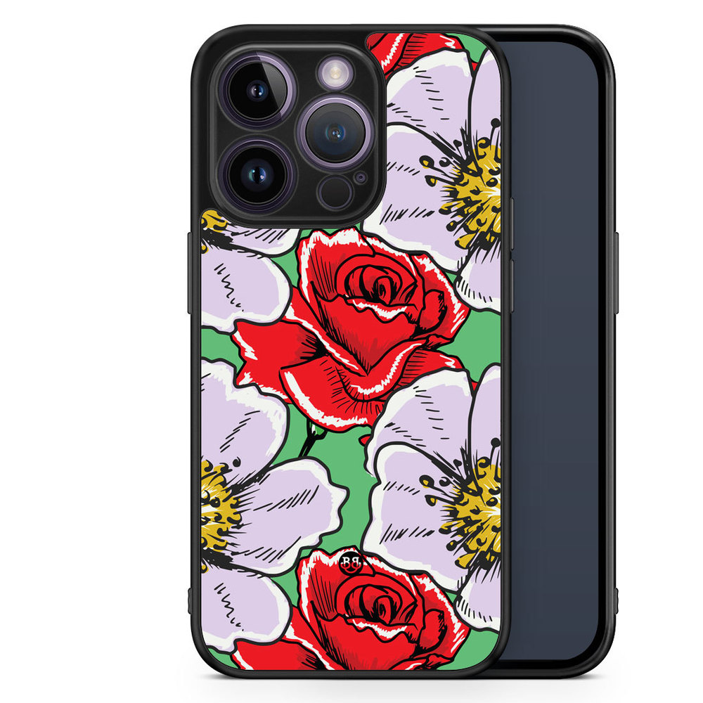 iPhone 14 Pro Case - Red & White Floral