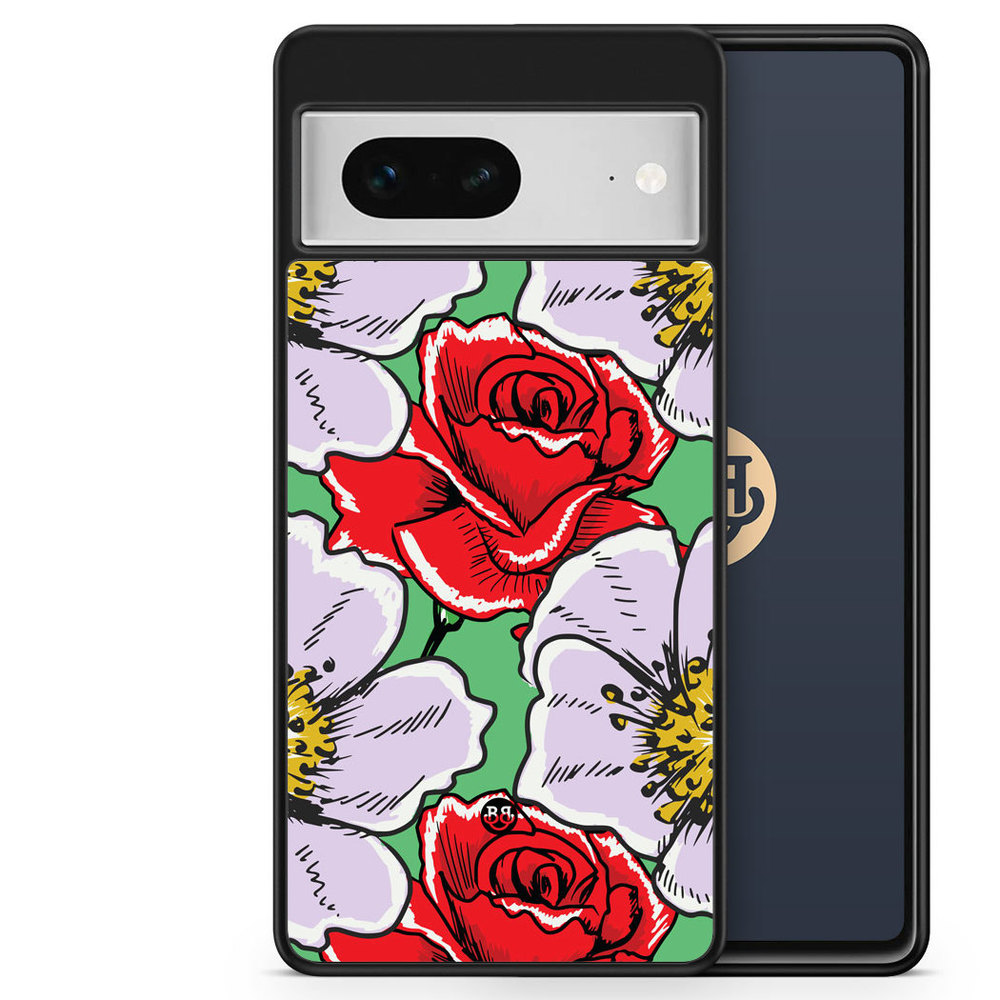Google Pixel 7 Case - Red & White Floral