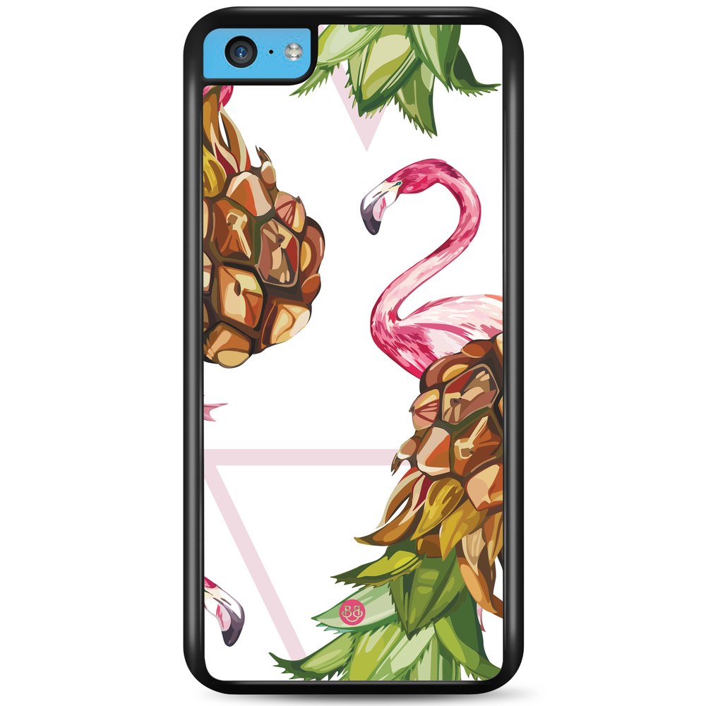 iPhone 5C Case - Pineapple & Flamingo