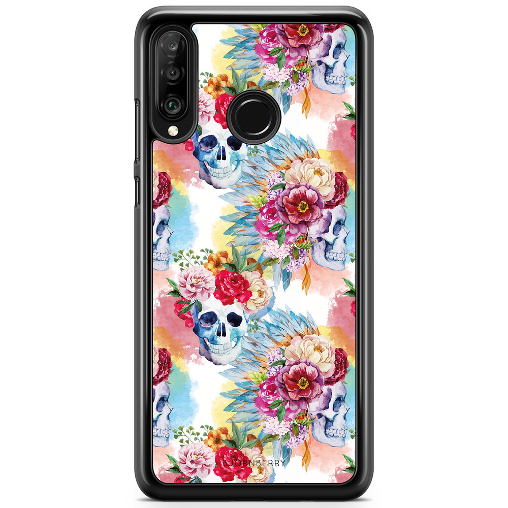 Huawei P30 Lite Case - Skulls And Flowers