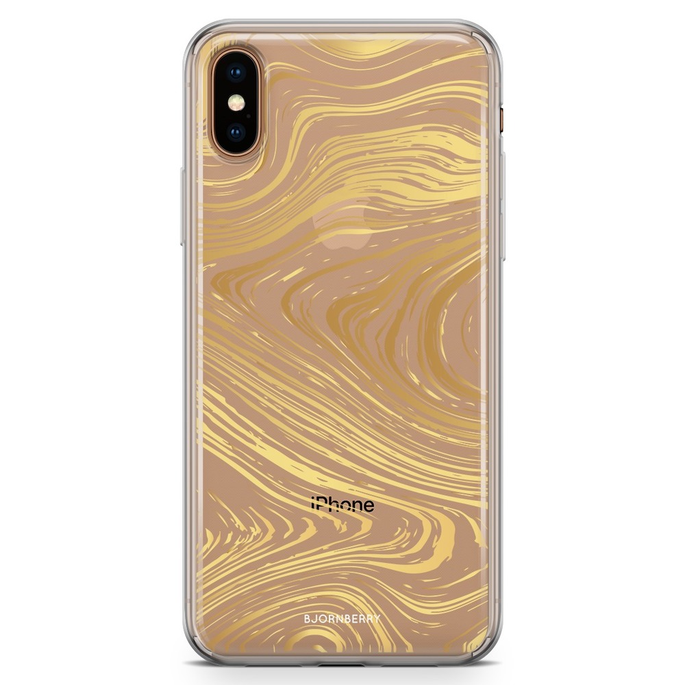 iPhone Xs Max Fashion Skal - Guld Marmor