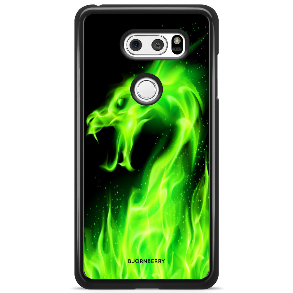 LG V30 Case - Green Flames Dragon