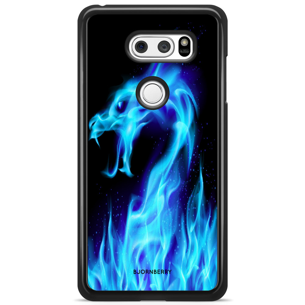 LG V30 Case - Blue Flames Dragon